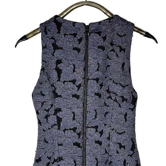 ALICE + OLIVIA FONDA SLEEVELESS DROP WAIST DENIM FLORAL APPLIQUE MINI DRESS - Picture 9 of 15
